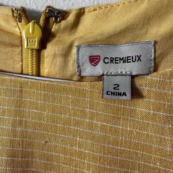 Cremieux Womens Yellow Gold Linen Blend Short Sleeve Summer Dress Size 2 - Picture 4 of 13